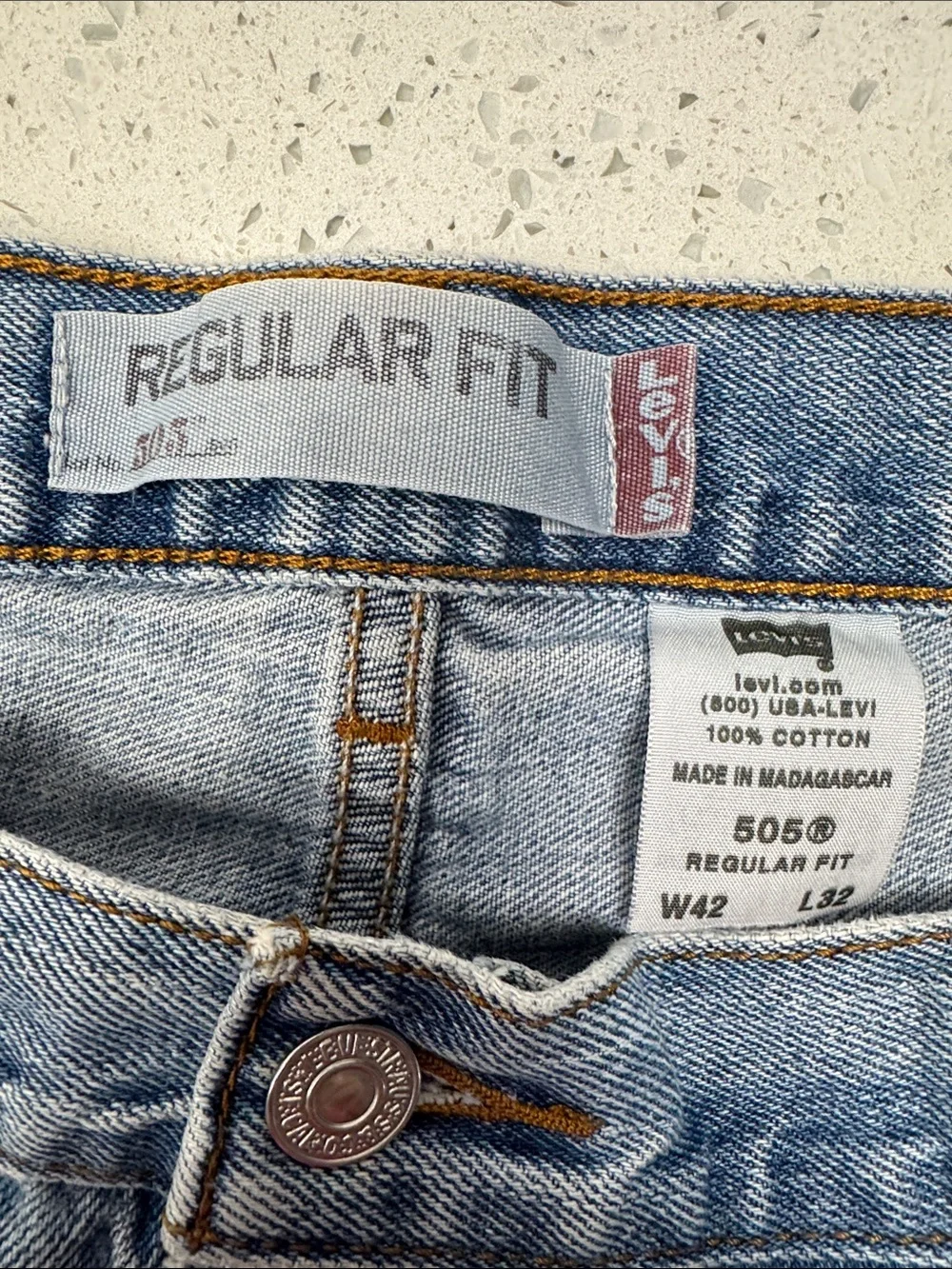 Levi's 505 Light Blue Straight Leg Jeans 42x32